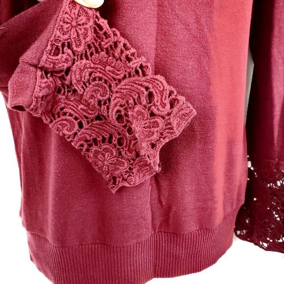 BKE Boutique Large Burgundy Scoop Neck LS Blouse - Picture 3 of 6